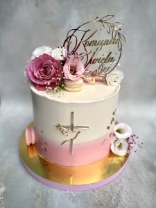 Tort komunijny Pink Rose
